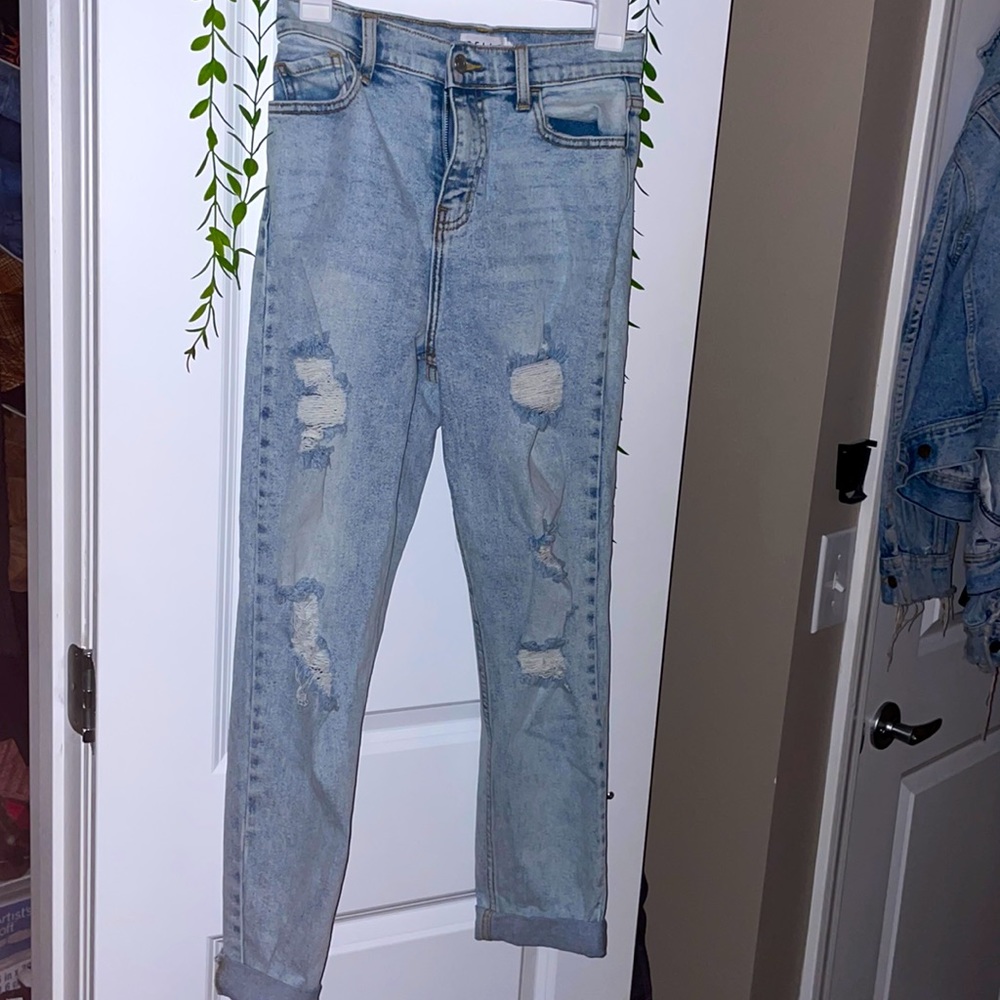 Cello High Rise Distressed Mom Jeans
